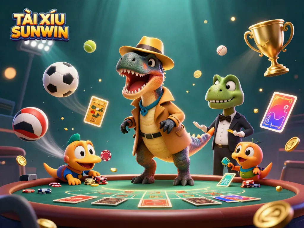 Experience intense TÀI XỈU SUNWIN gameplay with strategic card counters, animated sports, and energetic visuals.