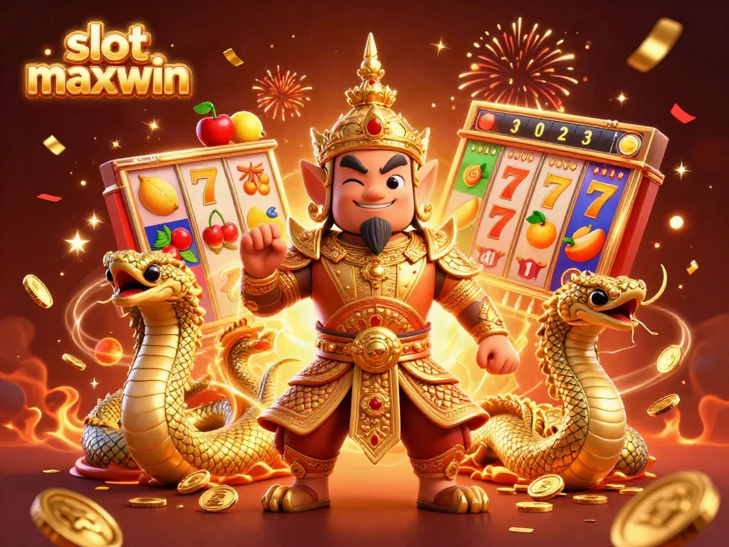 Experience thrilling gameplay with slot maxwin and dynamic jackpot counters in a festive, energetic scene.