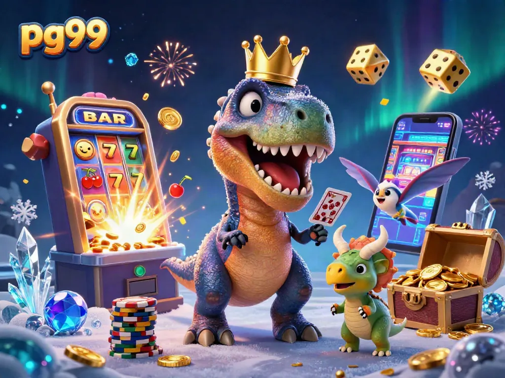 Engage in exciting gaming with pg99 as T-Rex shuffles cards, pterodactyl assists, and triceratops stacks chips.