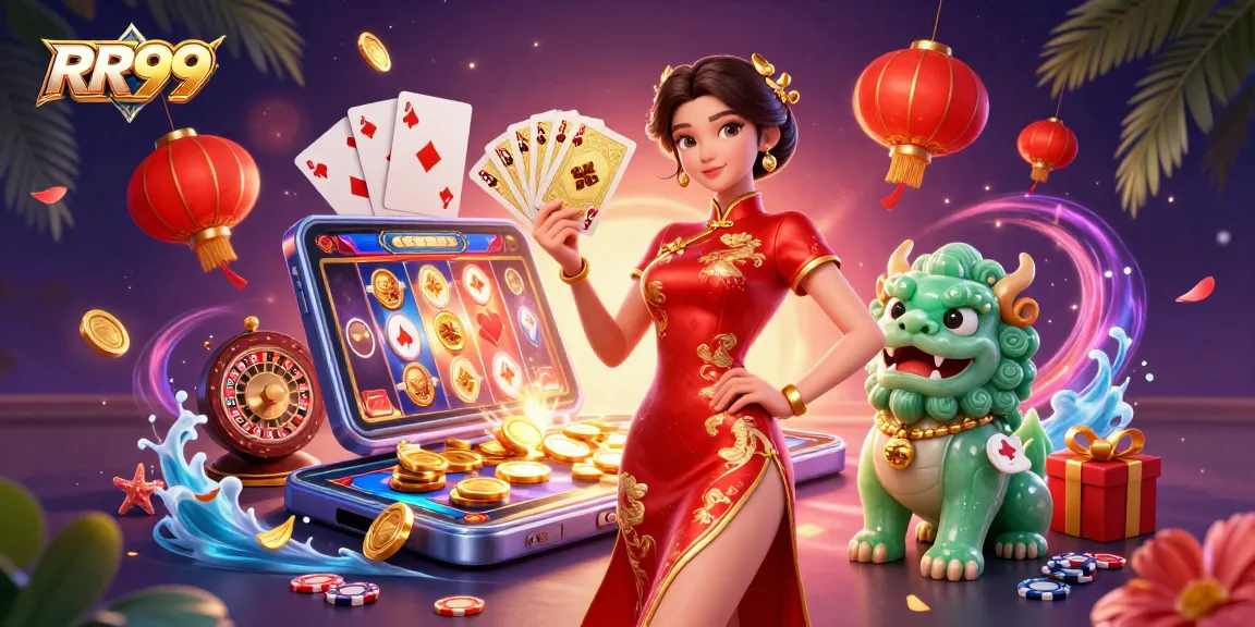 Experience thrilling gameplay at RR99 with a vibrant 3D casino scene featuring lively characters and exciting elements.