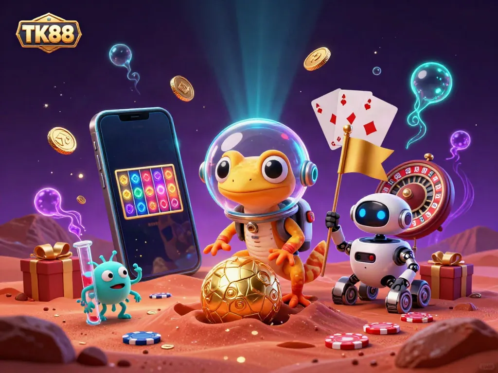 Experience thrilling slots and gaming with TK88 as the Martian gecko uncovers a hidden casino.