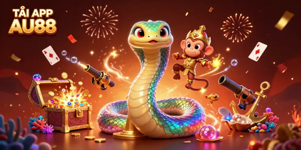 TẢI APP AU88 and engage with a vibrant casino world filled with magical creatures, gold coins, and exciting game elements.