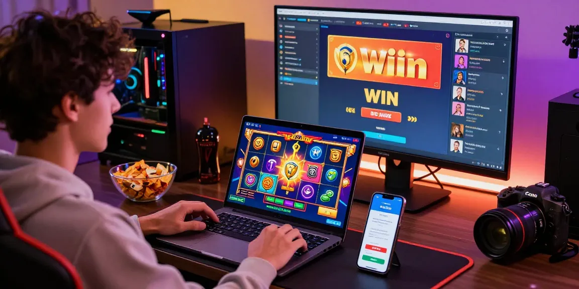 Engaging gaming scene showcasing depo pulsa 10k tanpa potongan slot deposits on laptop.