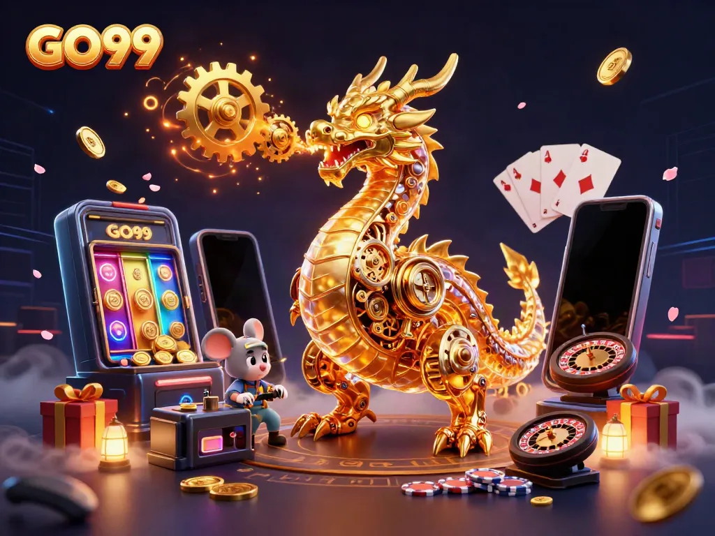 Experience thrilling gameplay with GO99 as a golden dragon and engineer create excitement in a casino