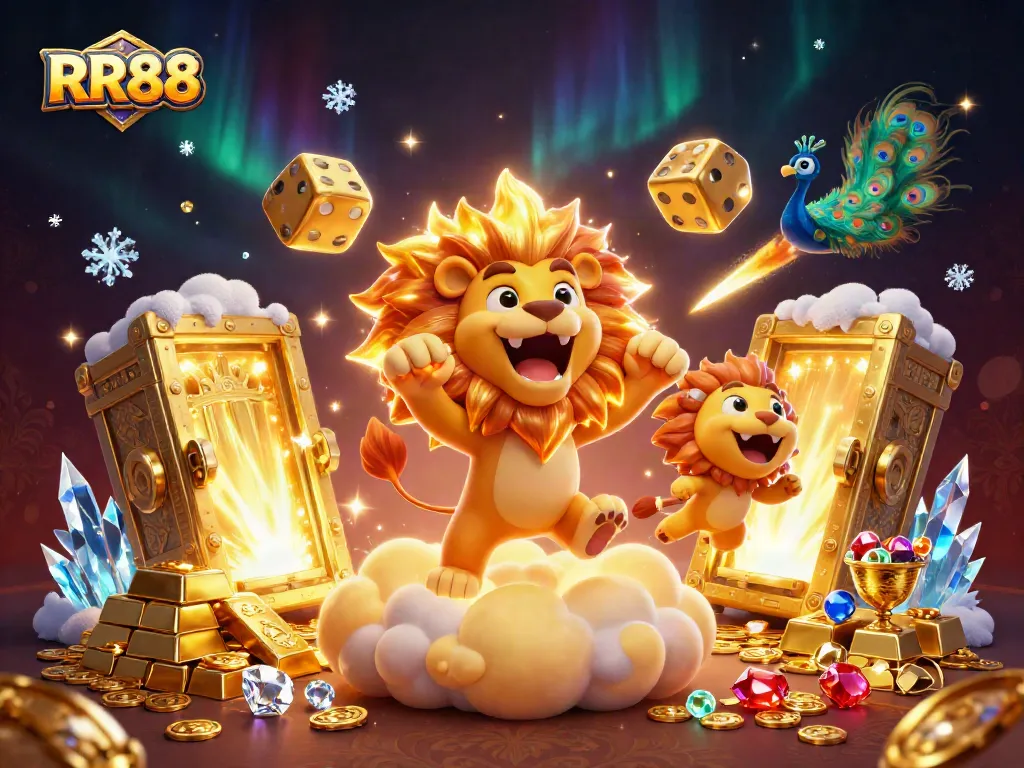 Engage in thrilling gameplay at RR88, featuring vibrant 3D visuals of casino fun and rich treasures.