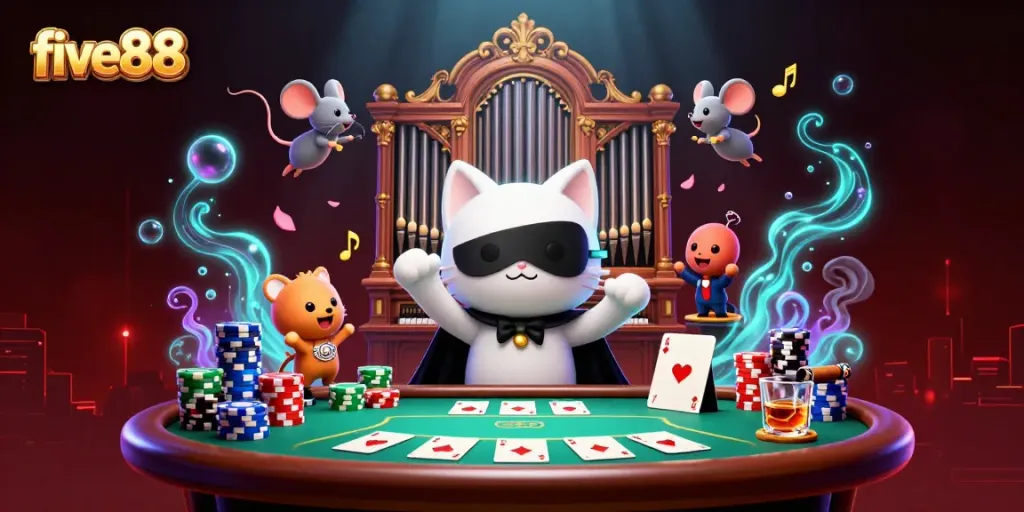 Engage in thrilling gameplay with five88 featuring a vibrant casino scene illustrating excitement and strategy.