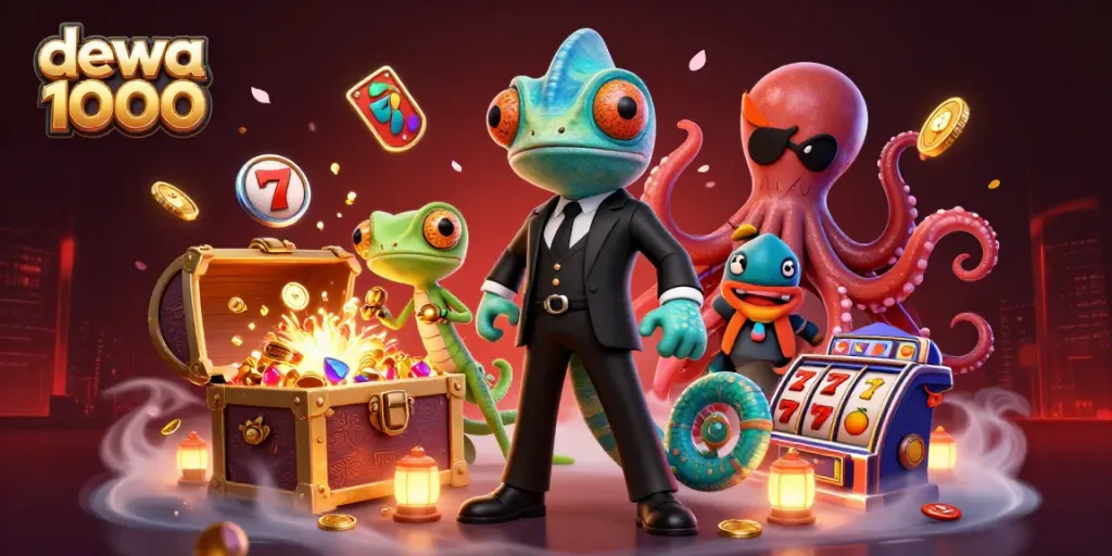 Play and win with dewa 1000 featuring colorful characters and exciting slot elements