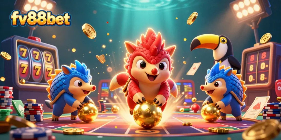 Experience thrilling gameplay at fv88bet with dynamic pangolins rolling through jackpot slots.