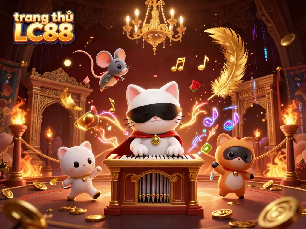 Experience the excitement of trang chủ LC88 with a 3D casino-themed illustration featuring vibrant game elements and characters.