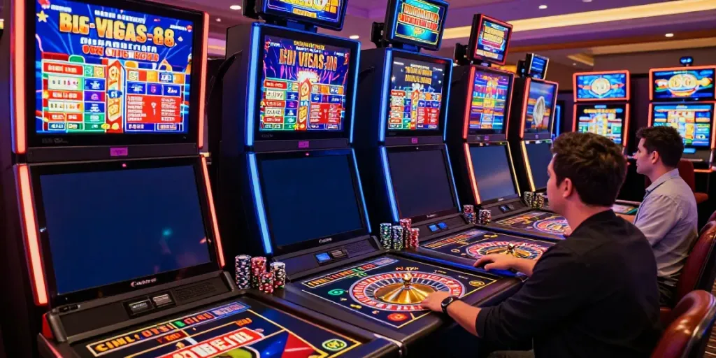 Experience the excitement of Vegas88 online gaming with vibrant casino visuals.