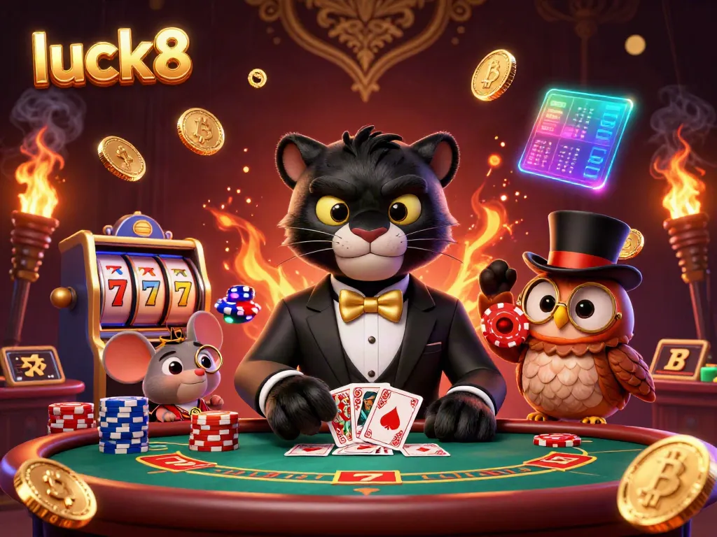 Experience luck8 casino action with a stylish black panther dealer and dynamic gaming elements.