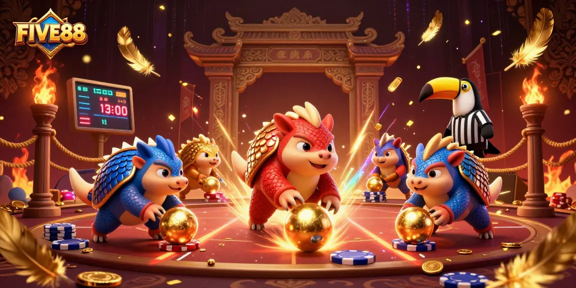 Engaging FIVE88 casino scene with rival pangolins in action, showcasing intense gameplay and excitement.
