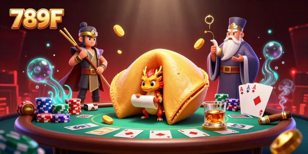 Engage with 789F's exciting online gaming world, featuring a colorful casino scene filled with animated characters.