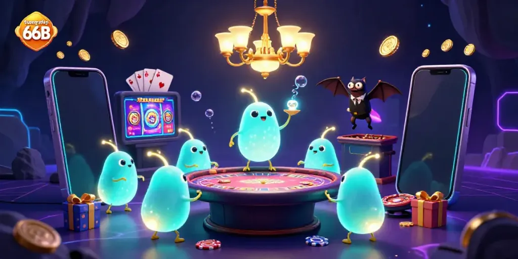 Experience lively gaming at trang chủ 66B with glowworms lighting up a vibrant cave casino.