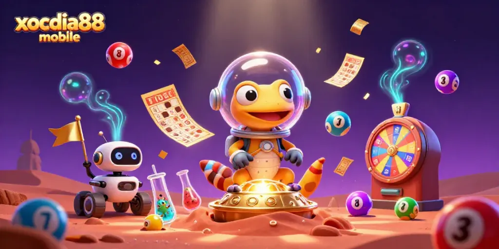 Engage in the excitement of xocdia88 mobile as a Martian gecko explores a golden casino on Mars.