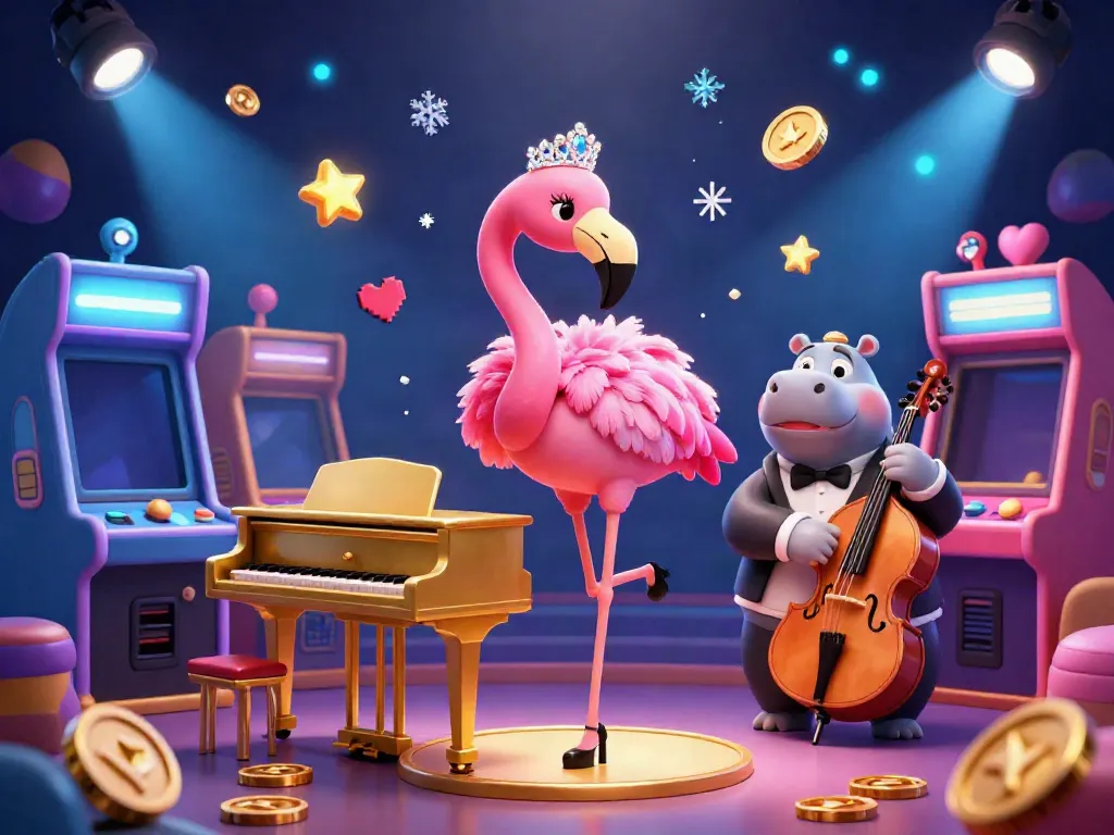 Experience the thrilling ambiance of 9bet with a lively casino scene featuring vibrant characters and colorful game elements.