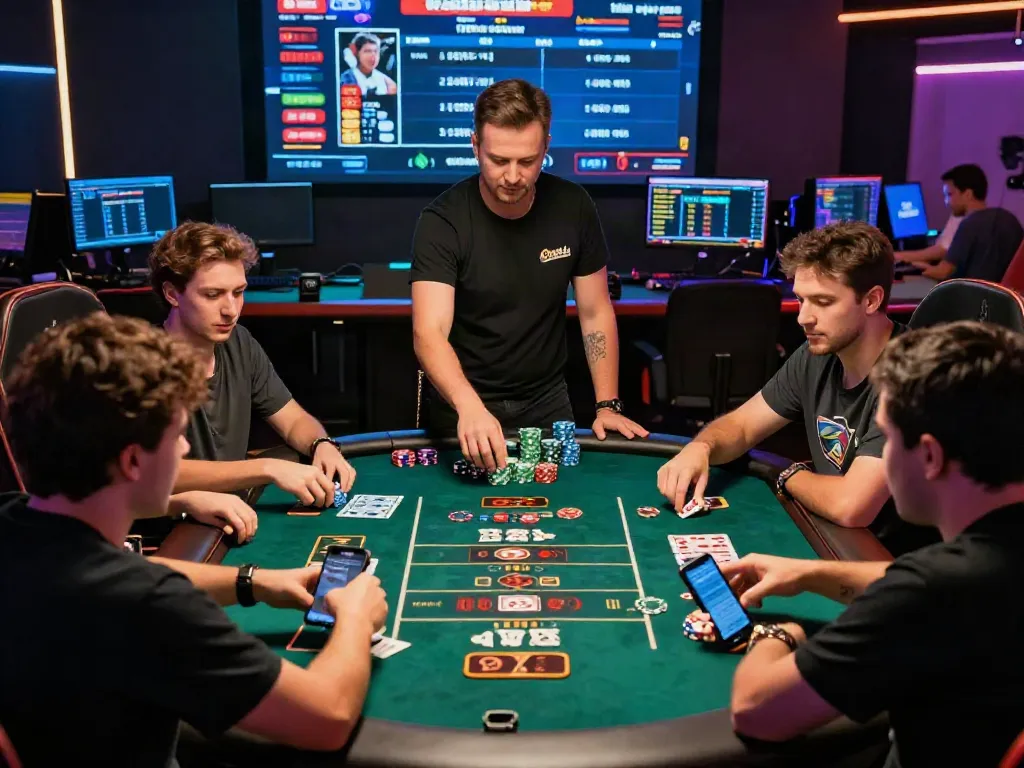 Engaging casino scene featuring players at 9bet.com with a live dealer and dynamic game action.