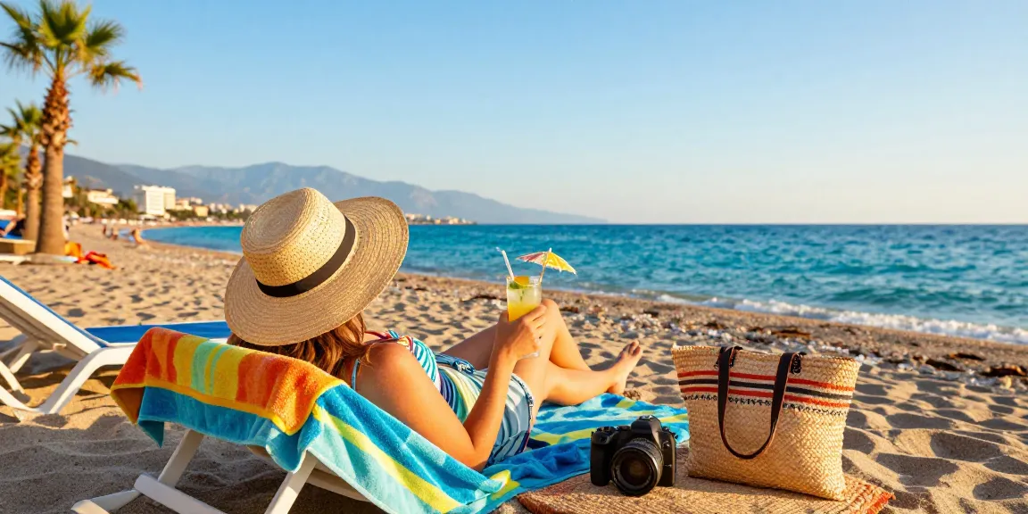 Relaxing on the beach in Antalya, enjoying pleasant weather in May.
