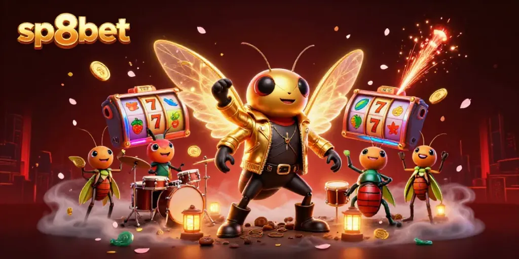 Spin to win with sp8bet's thrilling casino adventure featuring vibrant characters and dynamic elements.