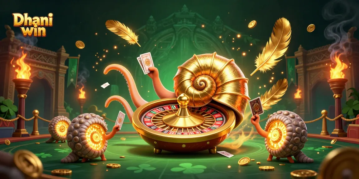 Dhani win players experiencing thrilling gameplay with a giant nautilus and glowing ammonites in an exciting casino scene.