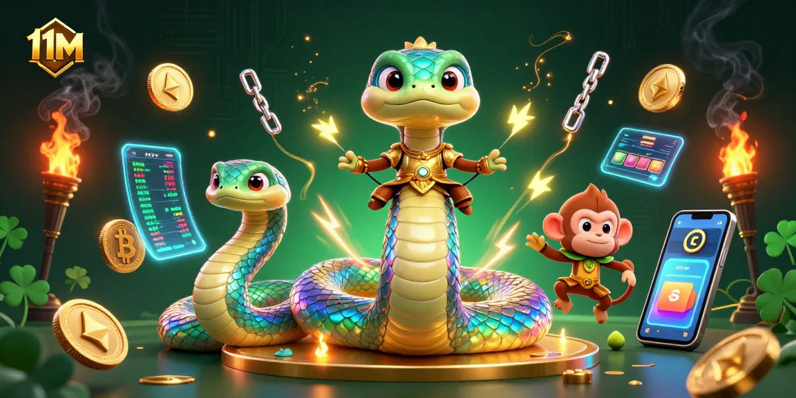 Engage in thrilling casino action with 11M’s vibrant 3D illustration featuring fantasy elements and cryptocurrency symbols.