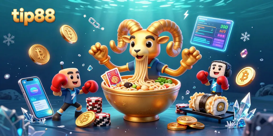Engage in tip88 sports betting with a vibrant illustration featuring animated casino characters.