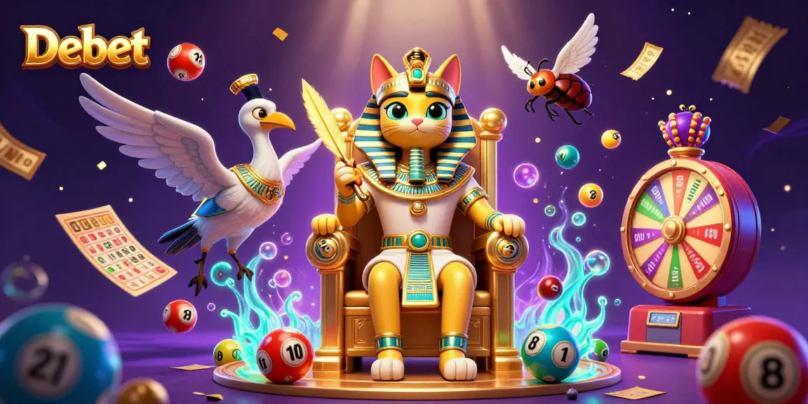 Experience thrilling lottery wins with Debet in this vibrant 3D casino illustration.