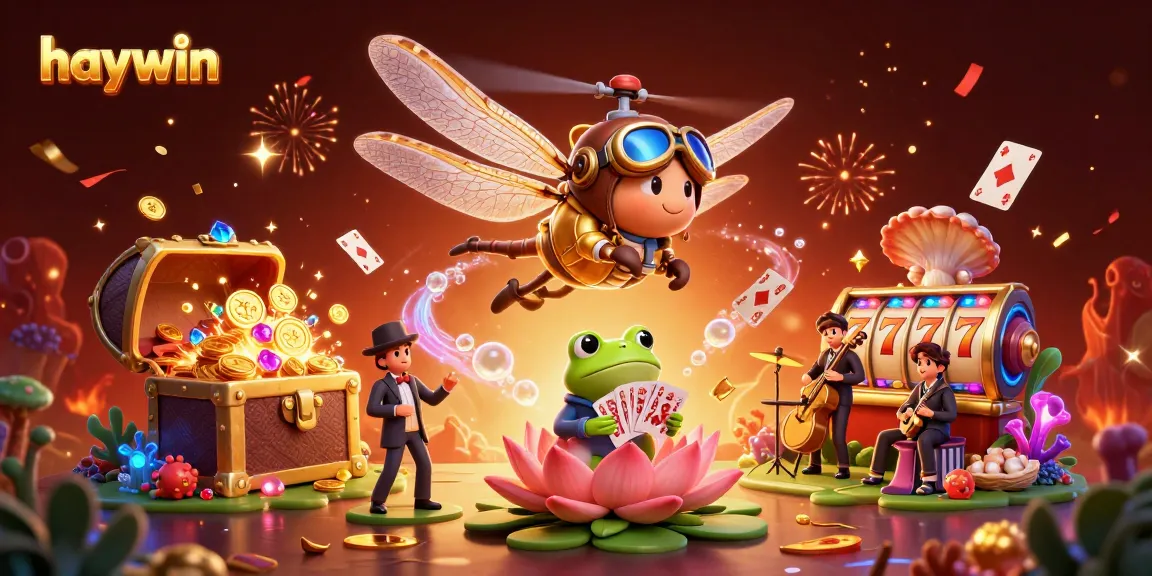 Experience exciting gaming at haywin with vibrant slot reels, dynamic casino action, and colorful treasures.