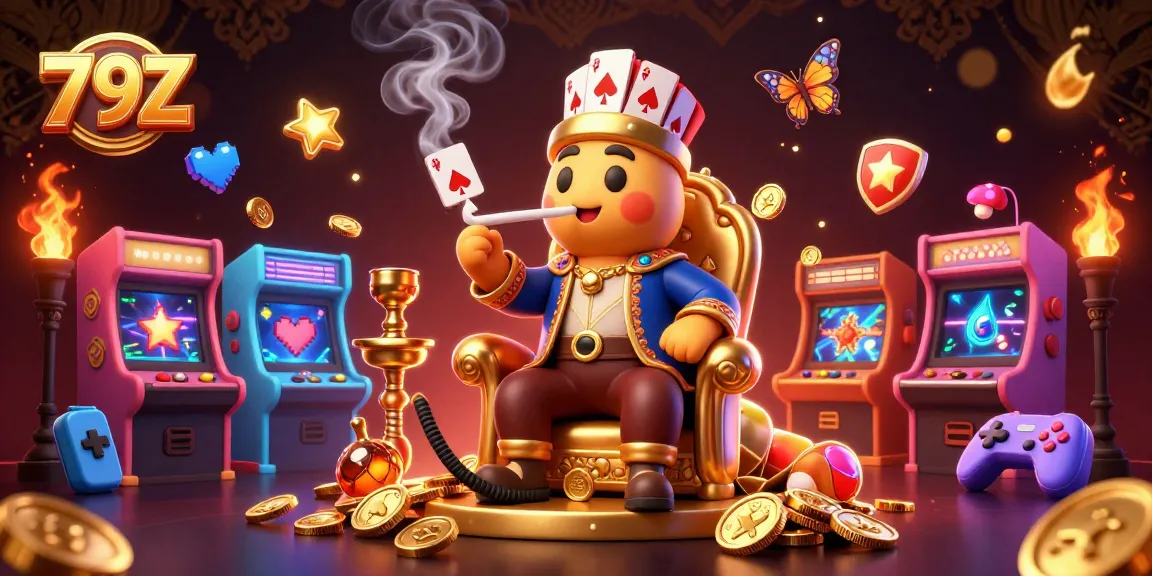 Experience the thrilling world of 79Z with vibrant gaming elements and a whimsical caterpillar character.