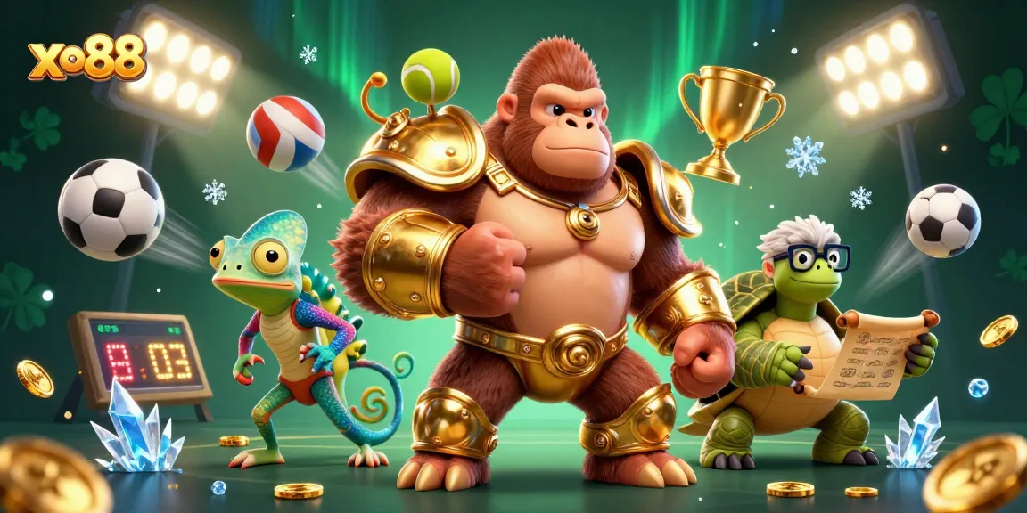 Experience winning strategies at xo88 with powerful characters in a vibrant 3D casino scene.