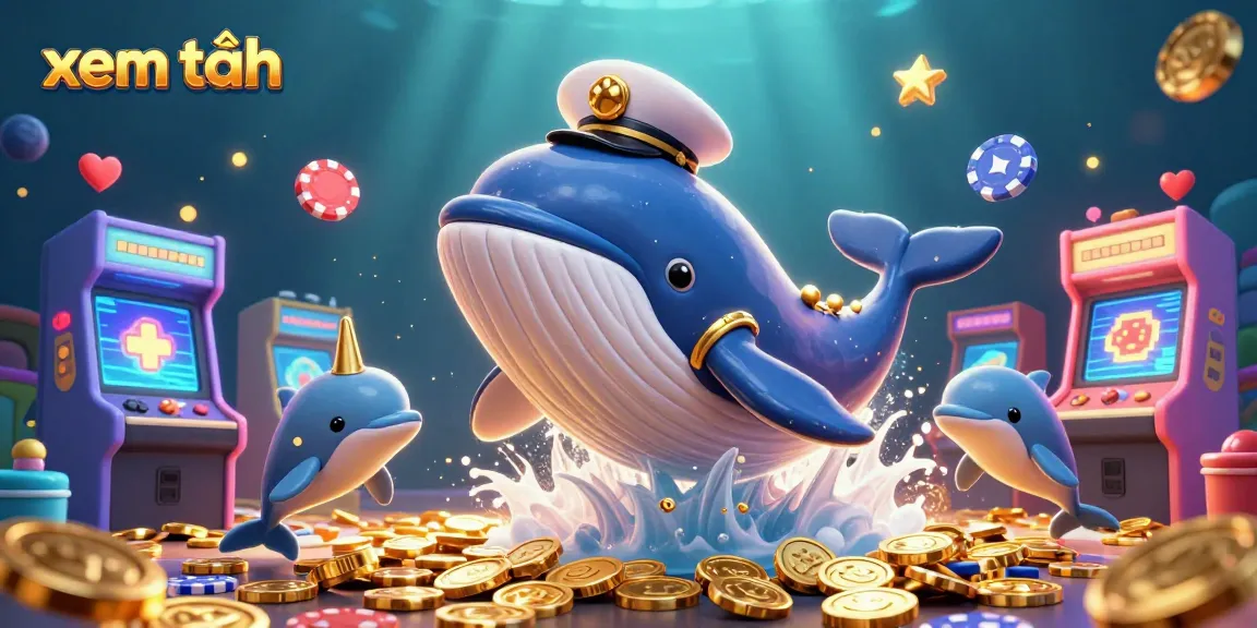 Engage in thrilling gameplay with xem thêm featuring a whale, narwhal, and dolphins in a vibrant 3D casino.