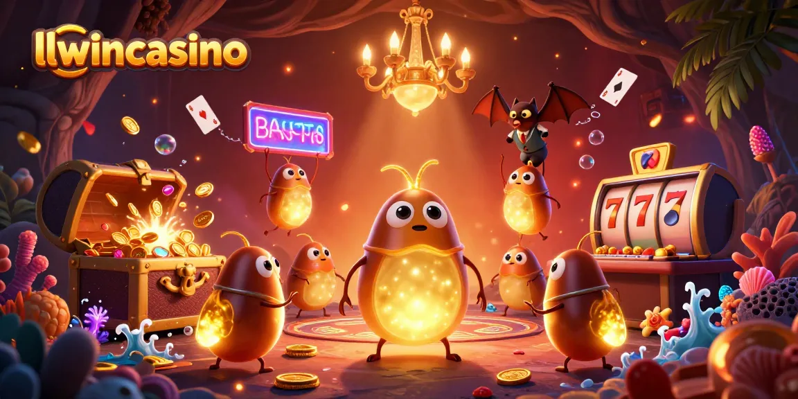 Experience the thrill of llwincasino with dynamic glowworms lighting up a vibrant cave casino scene.