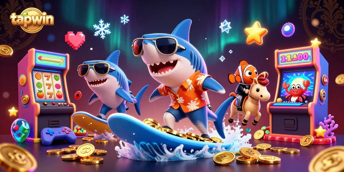 Experience thrilling wins with tapwin at this vibrant casino-themed illustration full of gold coins and gaming action!