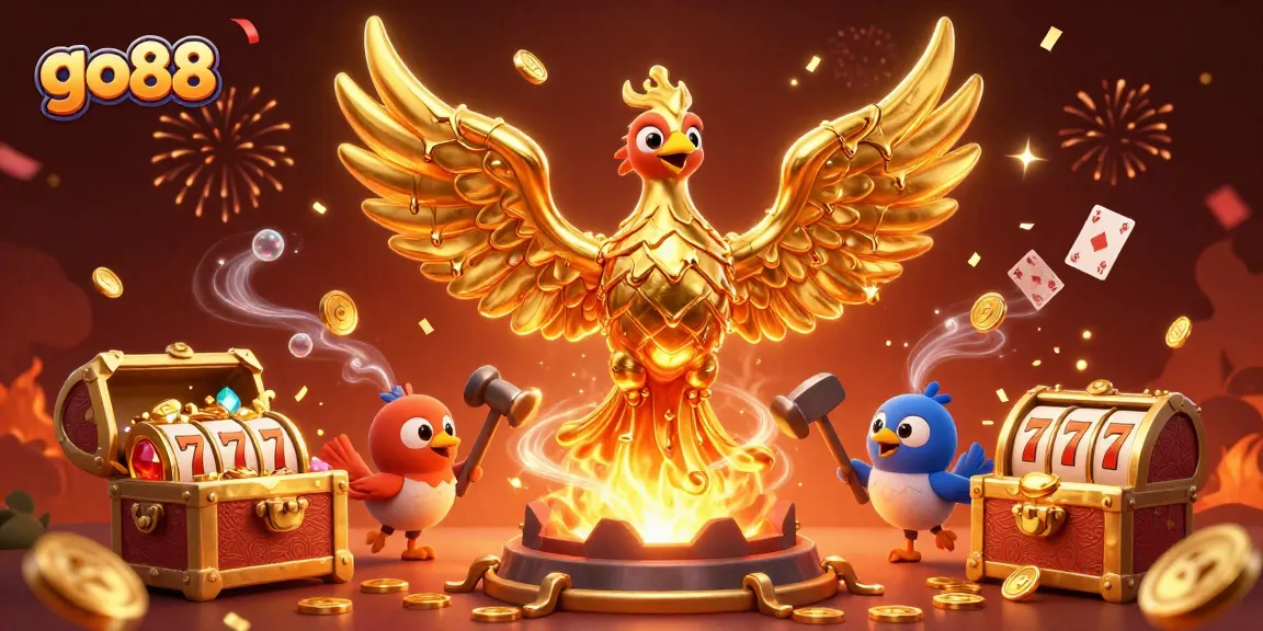 Experience the excitement of go88 casino games with rich visuals of a golden phoenix and vibrant elements.