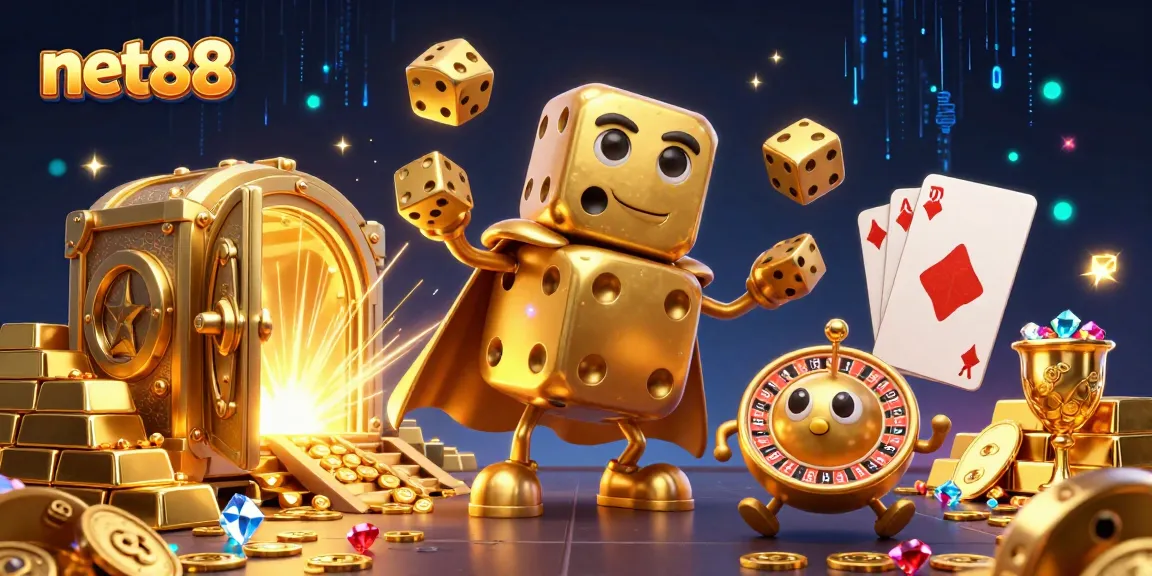 Experience thrilling gameplay with net88's interactive casino rewards in a vibrant, rich 3D scene.