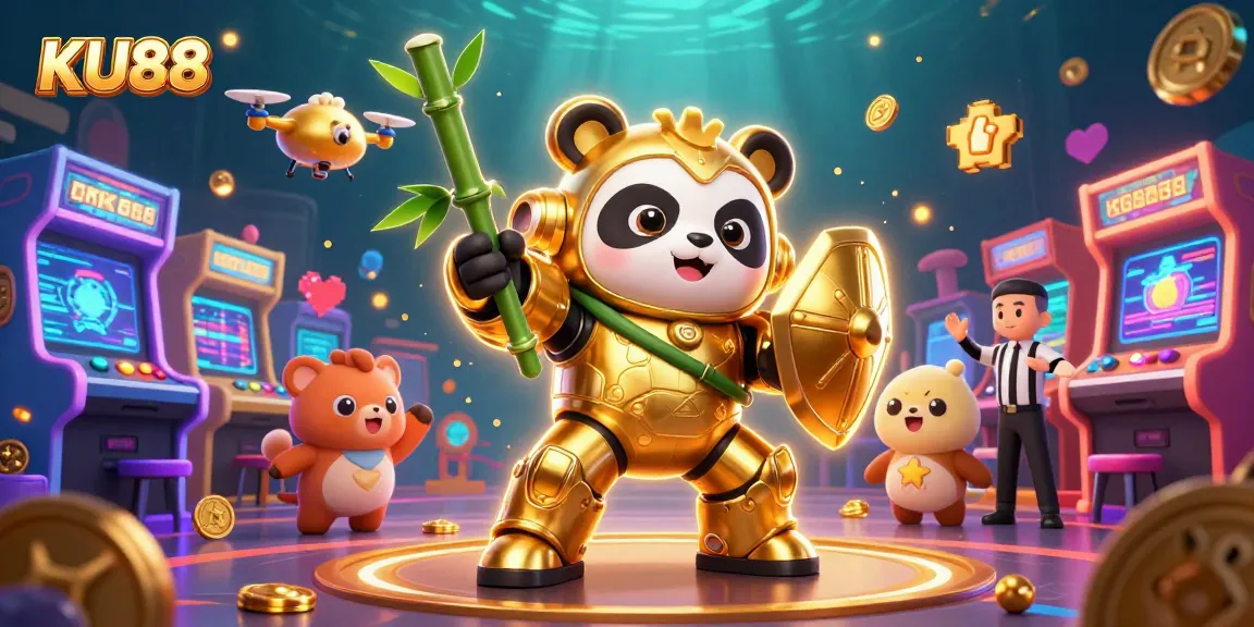 Experience thrilling gameplay at KU88 with a dynamic 3D casino scene featuring animated game characters and vibrant atmosphere.