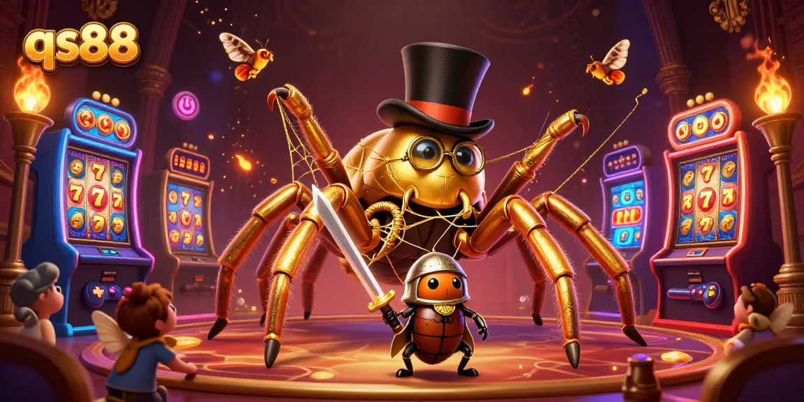 Engage with thrilling qs88 slots in this vibrant 3D casino scene featuring characters in dynamic action.