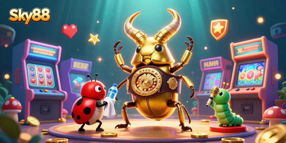 Experience thrilling action with Sky88's vibrant casino gaming scene featuring exciting elements and colorful characters.