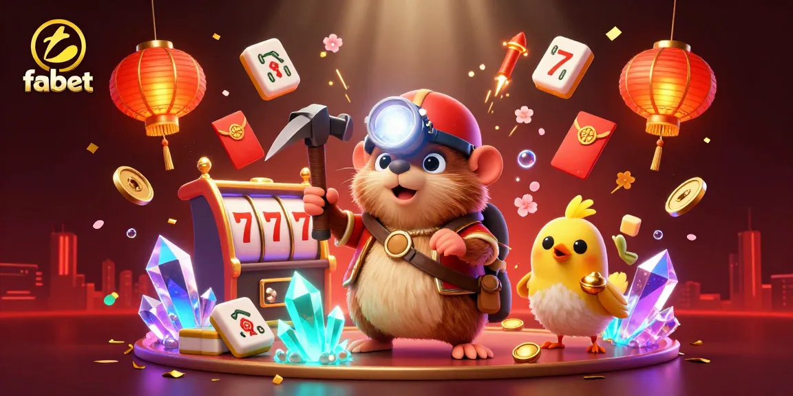 Experience the exciting world of fabet with a vibrant 3D cartoon casino illustration featuring a treasure hunter mole.