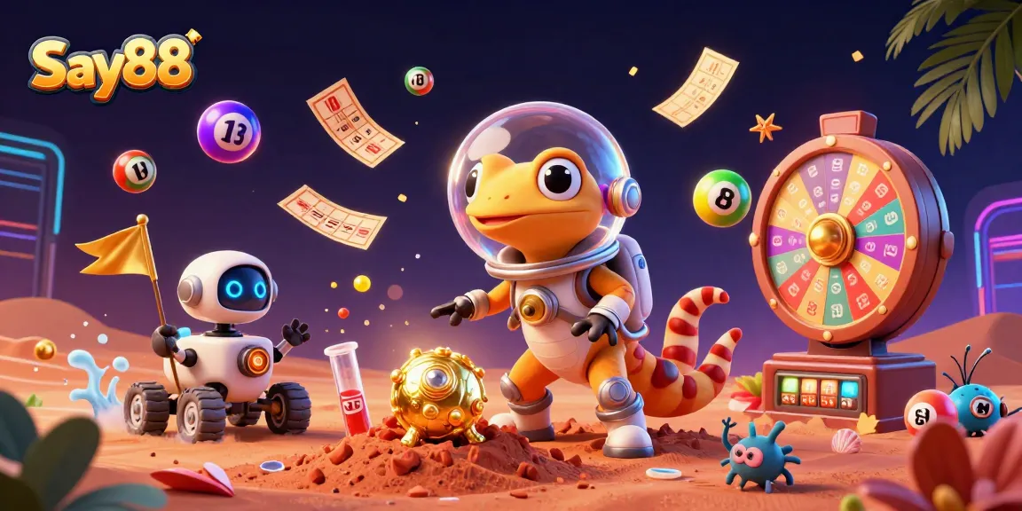 Experience thrilling games at Say88 with a Martian gecko discovering a golden casino