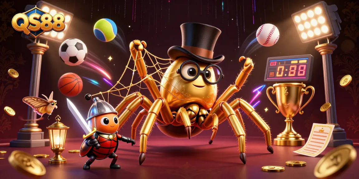 Experience exhilarating wins at QS88 with vibrant, dynamic casino illustration featuring engaging characters and sports elements.