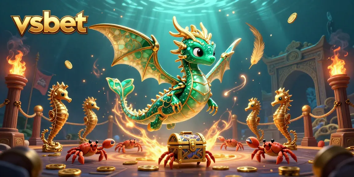 Experience thrilling gameplay at vsbet with dynamic visuals of emerald sea dragons and treasure chests.