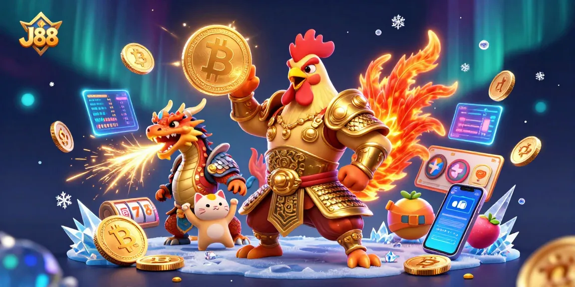 Engage with J88 for thrilling casino adventures alongside a samurai chicken and dragon hatchling!